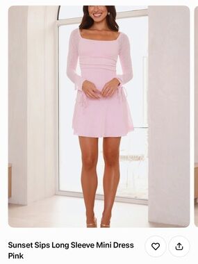 Hello Molly Pink Long Sleeve Mini Dress